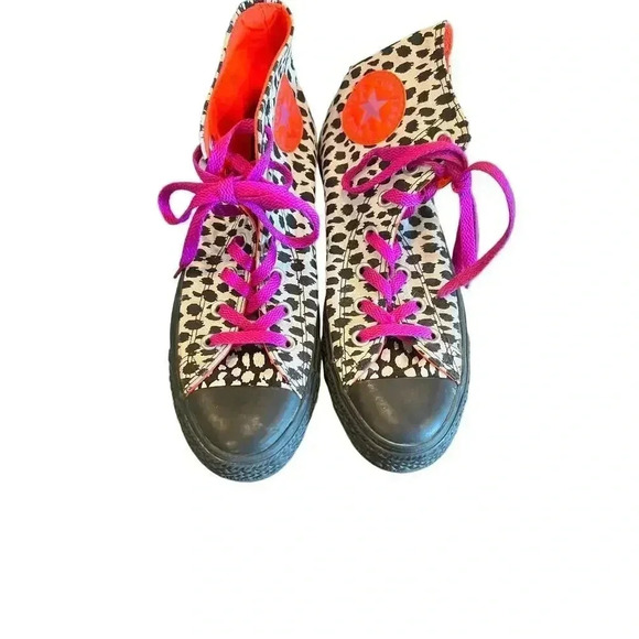 CONVERSE ALL STAR high top animal print with neon accent size 8 - Picture 5 of 9